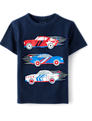 T-shirt graphique pour bébé et tout-petit garçon avec motif de voiture de course