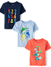 Baby And Toddler Boys Educational Graphic Tee 3-Pack
