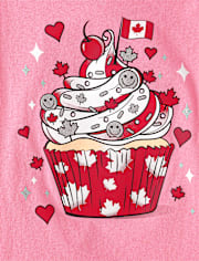 Girls Canada Day Cupcake Graphic Tee