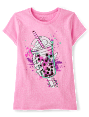 Girls Skeleton Drink Graphic Tee