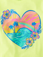 T-shirt graphique cœur tropical pour fille