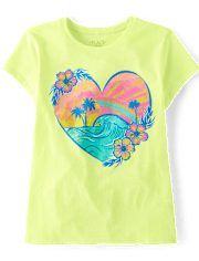 T-shirt graphique cœur tropical pour fille