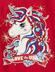 Girls American Unicorn Graphic Tee