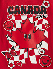 Girls Canada Day Maple Leaf Graphic Tee