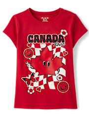 Girls Canada Day Maple Leaf Graphic Tee