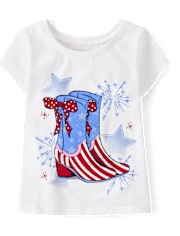 Baby And Toddler Girls American Cowgirl Boots Graphic Tee