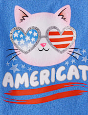 Baby And Toddler Girls American Cat Graphic Tee