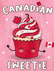 T-shirt graphique Cupcake de la fête du Canada pour bébés et petites filles