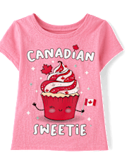 T-shirt graphique Cupcake de la fête du Canada pour bébés et petites filles