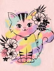 Baby And Toddler Girls Cat Graphic Tee