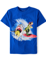 T-shirt à imprimé requin-dinosaure pour garçon