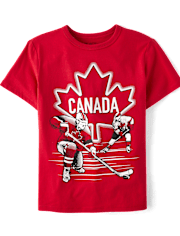 T-shirt graphique de hockey sur glace pour garçons - Fête du Canada