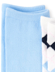Lot de 2 paires de chaussettes montantes à motif argyle pour fille