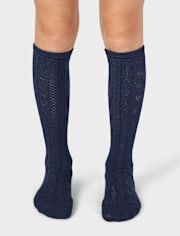 Girls Heart Pointelle Knee Socks 2-Pack