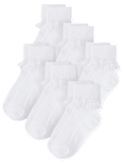 Girls Lace Turn Cuff Socks 6-Pack