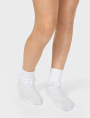 Girls Lace Turn Cuff Socks 6-Pack