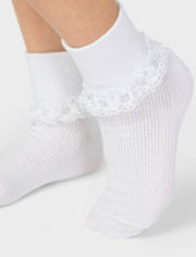 Girls Lace Turn Cuff Socks 6-Pack