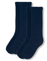Lot de 2 paires de chaussettes mi-mollet en pointelle pour fille