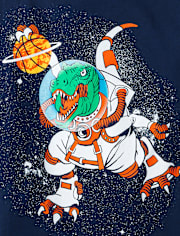 Lot de 2 t-shirts à imprimé dinosaure spatial pour garçon