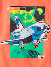 Lot de 2 t-shirts à imprimé dinosaure spatial pour garçon