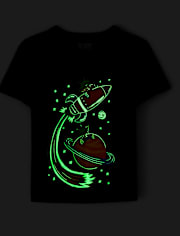 Baby And Toddler Boys Glow Space Alien Graphic Tee