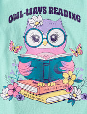 Girls Owl Reading Graphic Tee