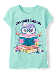 Girls Owl Reading Graphic Tee