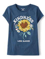 Girls Kindness Sunflower Graphic Tee