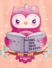 Baby And Toddler Girls Owl Reading Graphic Tee