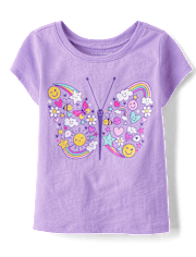 Baby And Toddler Girls Butterfly Icon Graphic Tee