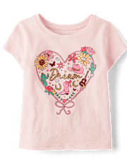Baby And Toddler Girls Western Heart Graphic Tee