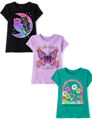 Girls Positivity Graphic Tee 3-Pack