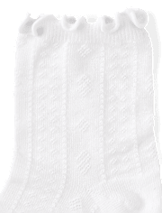 Girls Pointelle Ruffle Midi Socks