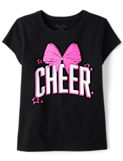 Girls Cheer Bow Graphic Tee