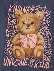 T-shirt graphique avec mots positifs « Girls Bear »