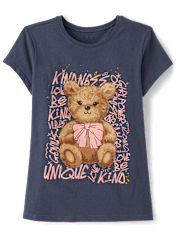 T-shirt graphique avec mots positifs « Girls Bear »