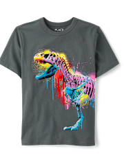Boys Paint Drip Dino Graphic Tee
