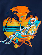 Boys Summerween Skeleton Beach Graphic Tee
