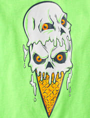 Boys Summerween Skeleton Ice Cream Cone Graphic Tee