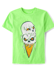 Boys Summerween Skeleton Ice Cream Cone Graphic Tee