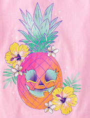 Girls Summerween Skull Pineapple Graphic Tee
