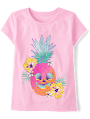 Girls Summerween Skull Pineapple Graphic Tee