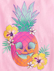 Baby And Toddler Girls Summerween Skull Pineapple Graphic Tee