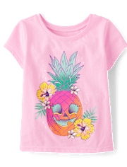 Baby And Toddler Girls Summerween Skull Pineapple Graphic Tee