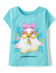 Baby And Toddler Girls Ghost Flowers Graphic Tee