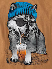 Boys Wolf Beanie Graphic Tee