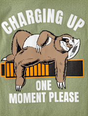 Boys Recharging Sloth Graphic Tee