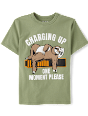 Boys Recharging Sloth Graphic Tee