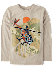 Boys Helicopter Forest Graphic Tee
