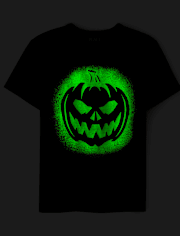 Boys Glow Pumpkin Face Graphic Tee